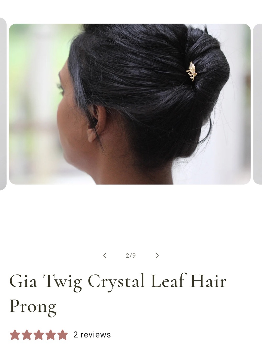 Gia Leaf Crystal Leaf Hair Prong - Rosegold- Avigail Adam